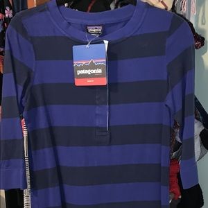 Patagonia blue 3/4 sleeve striped dress